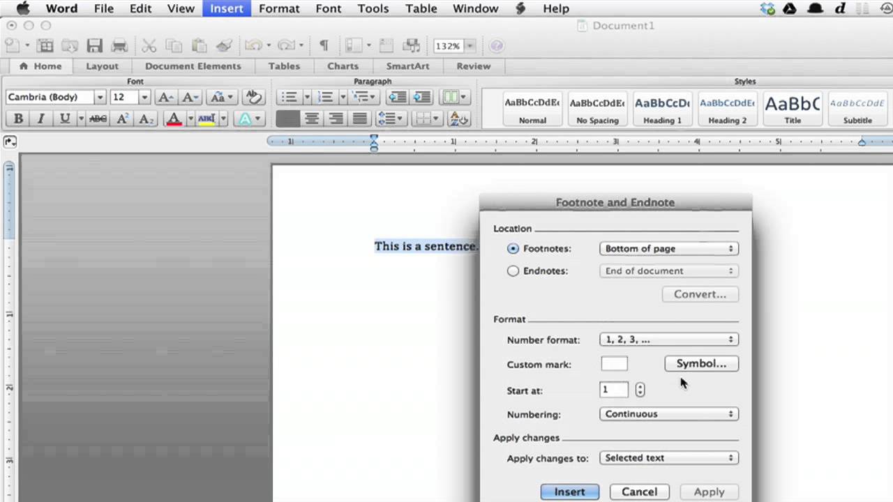 renumber footnotes in word for mac 2011